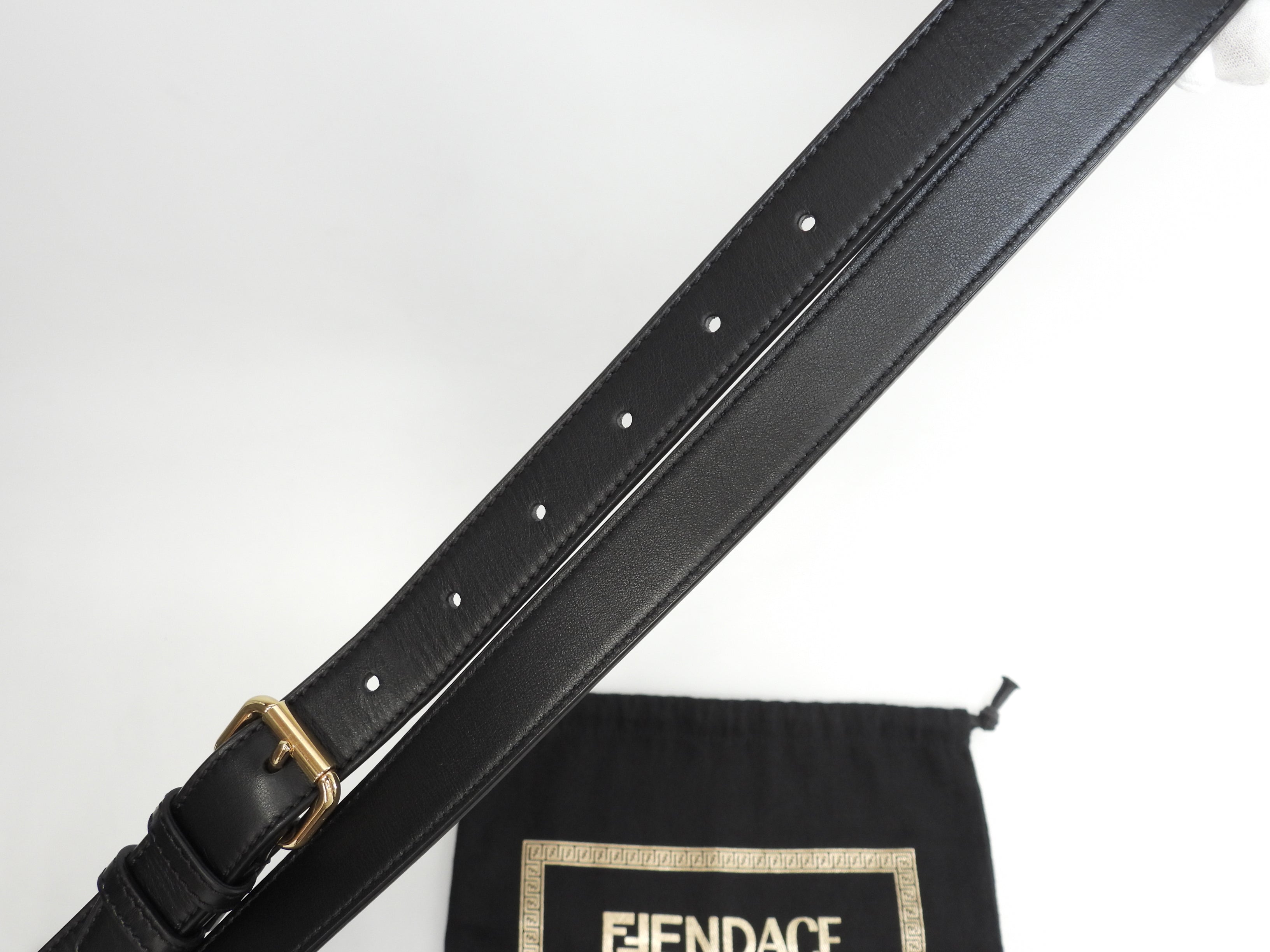Fendi x Versace Pochette Fendace Pelle Nera Borsa a Tracolla Inutilizzata @ 1