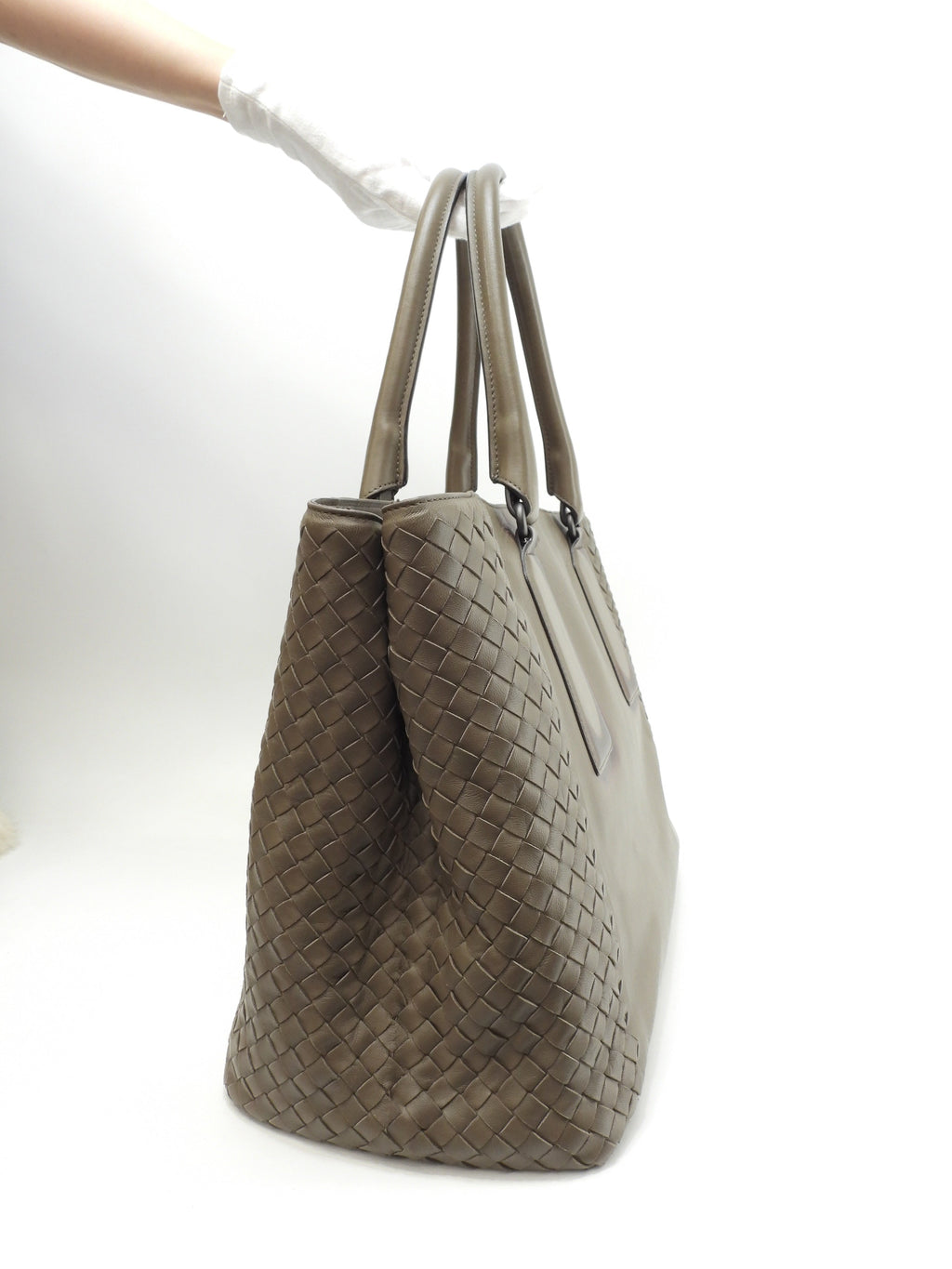 Borsa tote Bottega Veneta Intrecciato in pelle grigia, borsa a mano, ottime condizioni @B06224470R