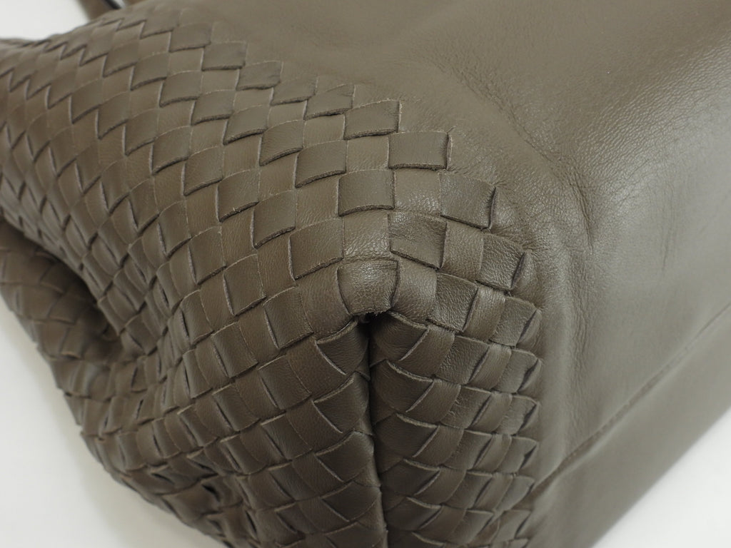 Borsa tote Bottega Veneta Intrecciato in pelle grigia, borsa a mano, ottime condizioni @B06224470R