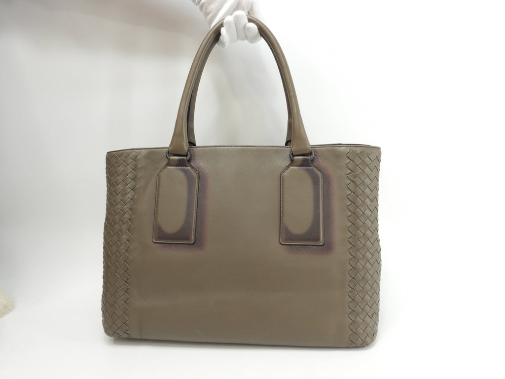 Borsa tote Bottega Veneta Intrecciato in pelle grigia, borsa a mano, ottime condizioni @B06224470R