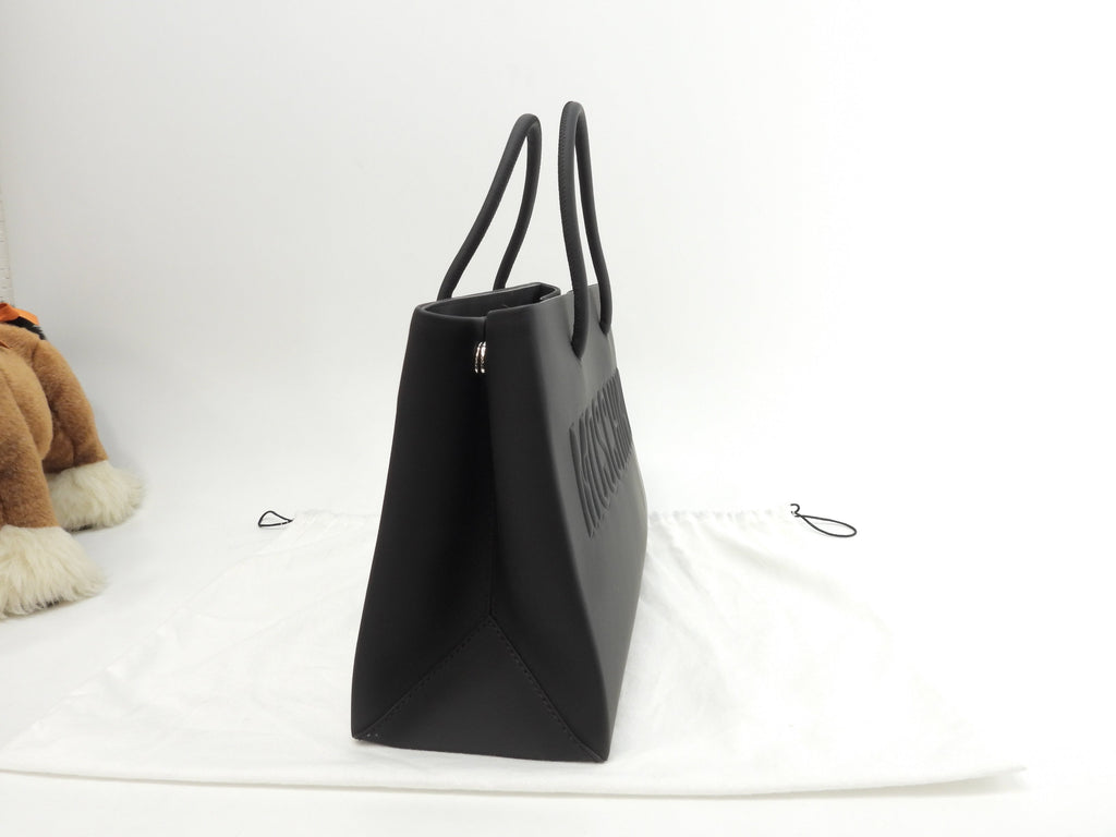 Moschino borsa tote con logo in rilievo in pelle nera shopper borsa a mano in ottime condizioni @ 1