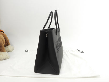 Moschino borsa tote con logo in rilievo in pelle nera shopper borsa a mano in ottime condizioni @ 1