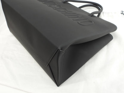 Moschino borsa tote con logo in rilievo in pelle nera shopper borsa a mano in ottime condizioni @ 1