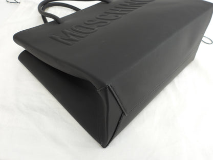 Moschino borsa tote con logo in rilievo in pelle nera shopper borsa a mano in ottime condizioni @ 1