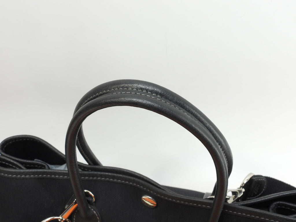 エルメス ガーデンパーティTPM トワルオフィシェ 黒 s付ハンドバッグ 美品@□H 12