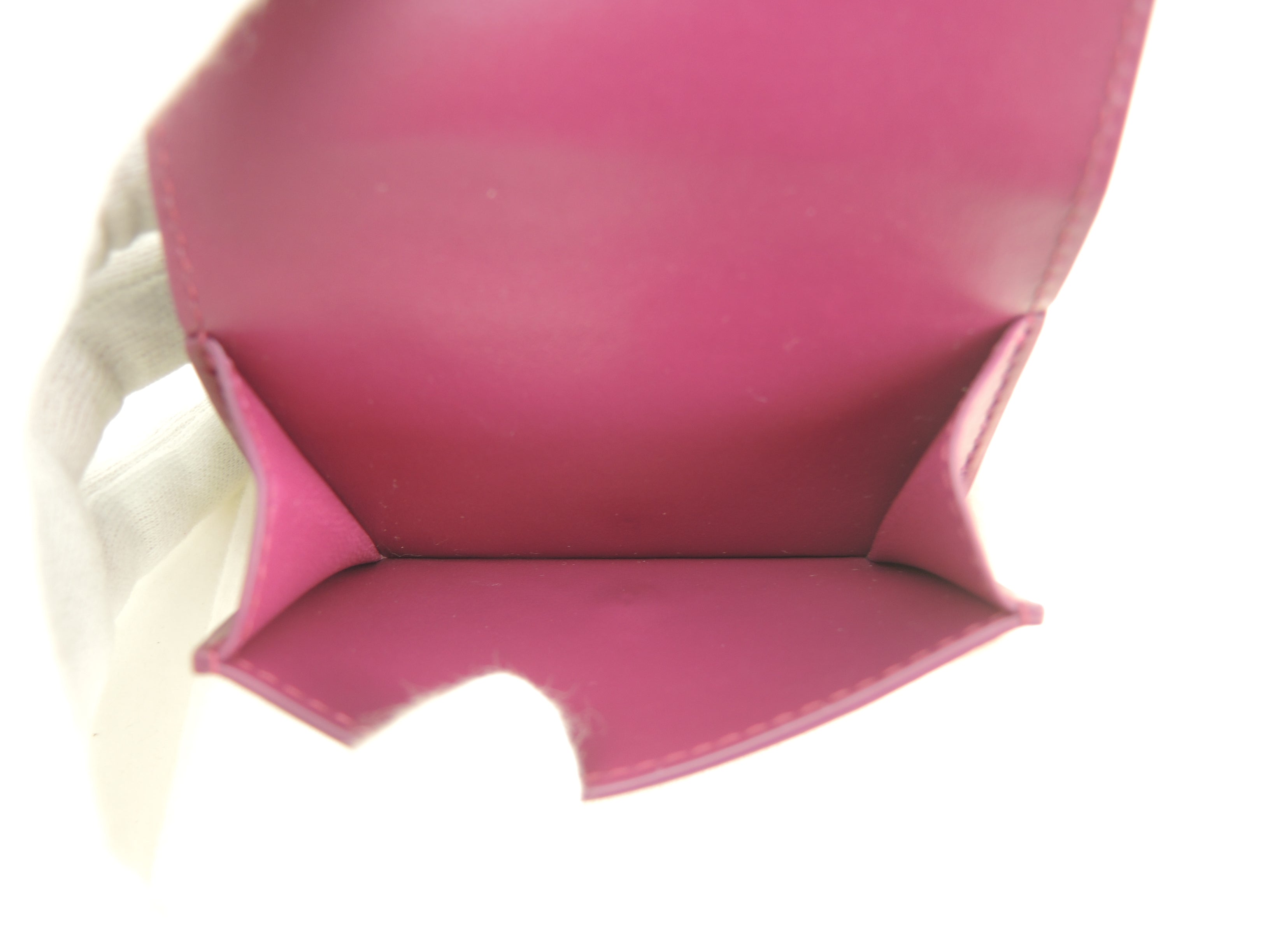 Bottega Veneta mini portafoglio, interno in pelle Intrecciato rosa scuro, portafoglio compatto, mai usato @P01926694E