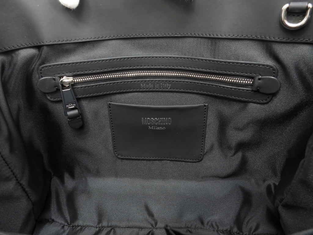 Moschino borsa tote con logo in rilievo in pelle nera shopper borsa a mano in ottime condizioni @ 1