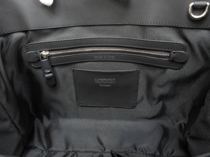 Moschino borsa tote con logo in rilievo in pelle nera shopper borsa a mano in ottime condizioni @ 1