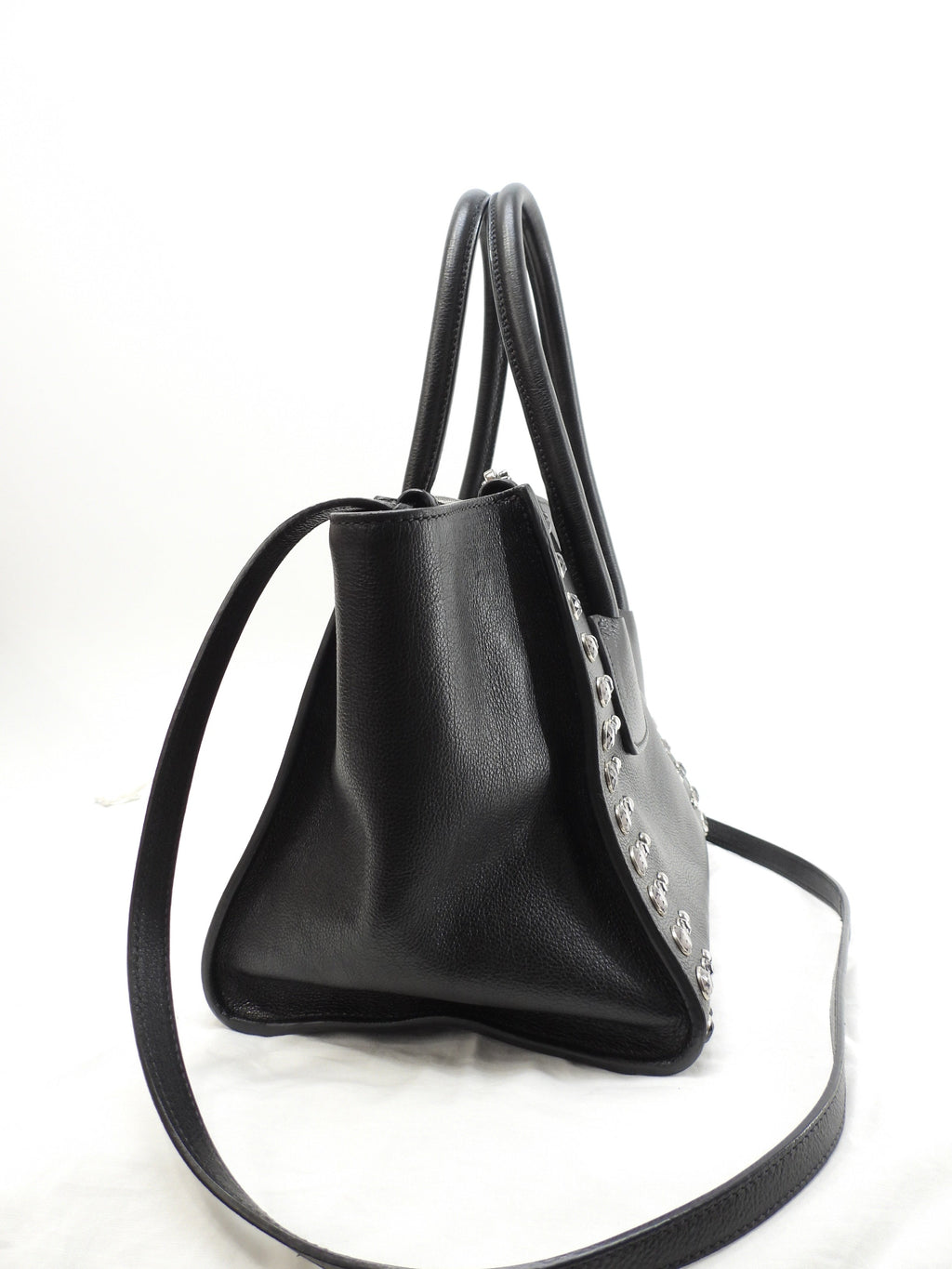 Prada borsa a mano con tracolla, bijou, pelle nera, tote bag, borsa a tracolla, ottime condizioni @231