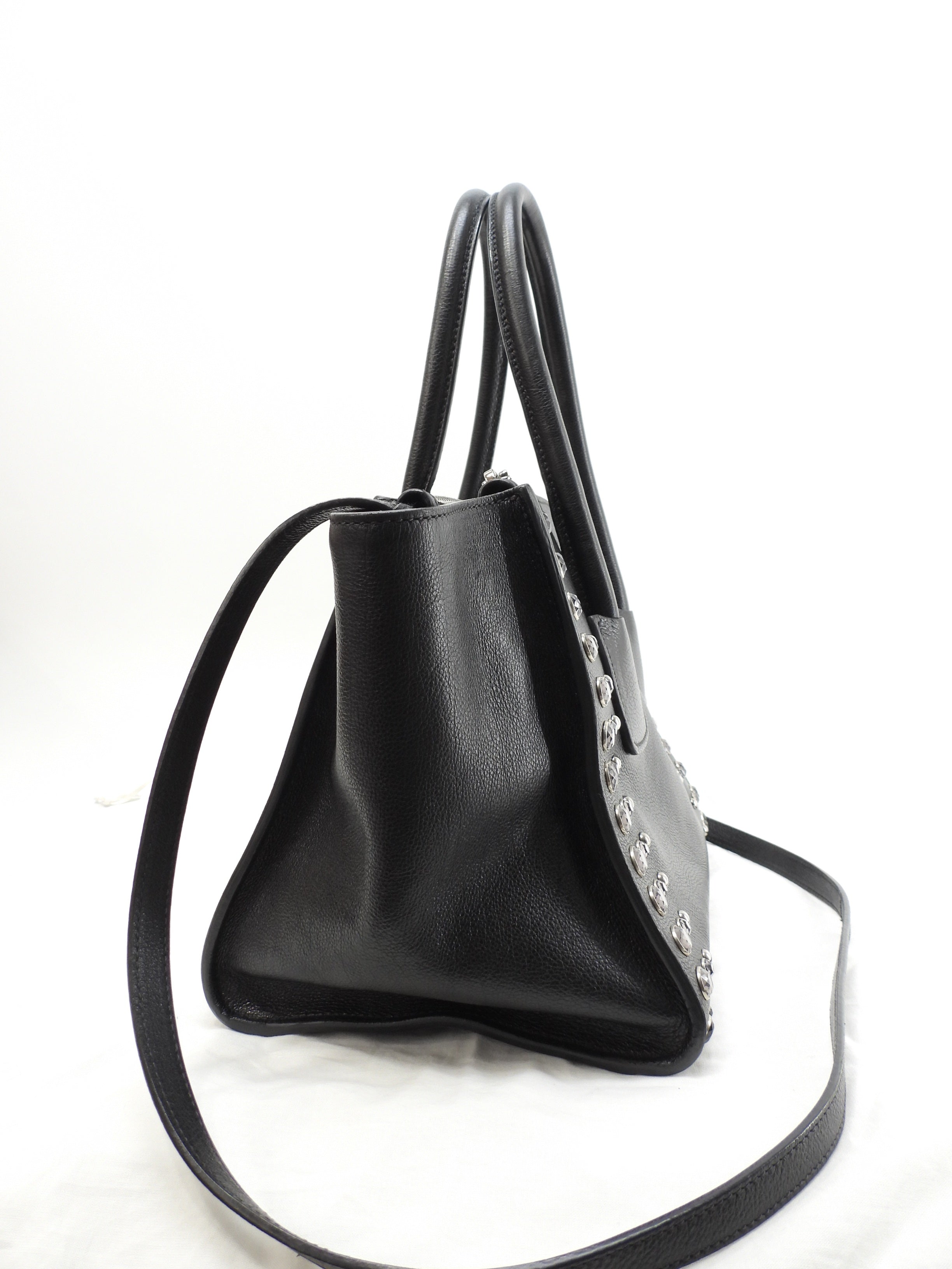 Prada borsa a mano con tracolla, bijou, pelle nera, tote bag, borsa a tracolla, ottime condizioni @231