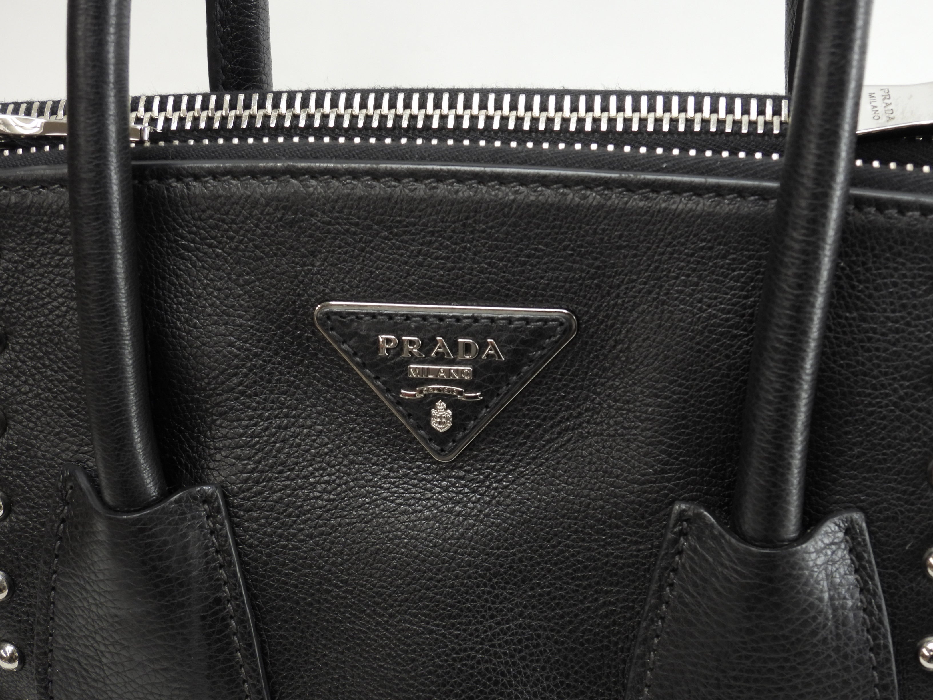 Prada borsa a mano con tracolla, bijou, pelle nera, tote bag, borsa a tracolla, ottime condizioni @231