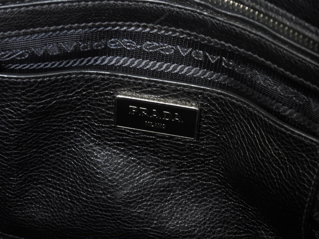 Prada borsa a mano con tracolla, bijou, pelle nera, tote bag, borsa a tracolla, ottime condizioni @231