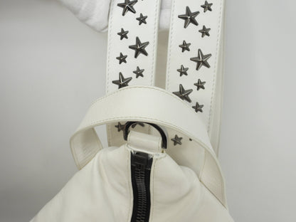 Zaino Jimmy Choo Fitzroy in pelle bianca con borchie a stella @V9PSND