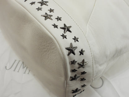 Zaino Jimmy Choo Fitzroy in pelle bianca con borchie a stella @V9PSND