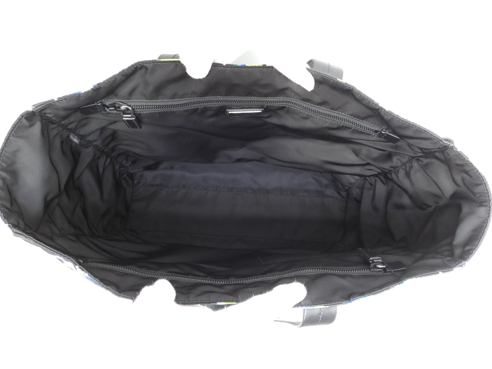 プラダ トートバッグ大 メンズ ナイロン黄黒青 レザー黒 ショルダーバッグ 極美品@250 2
