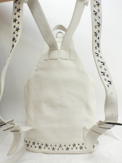Zaino Jimmy Choo Fitzroy in pelle bianca con borchie a stella @V9PSND
