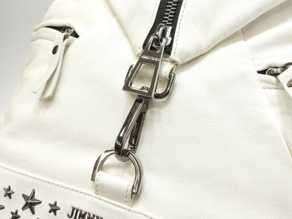 Zaino Jimmy Choo Fitzroy in pelle bianca con borchie a stella @V9PSND