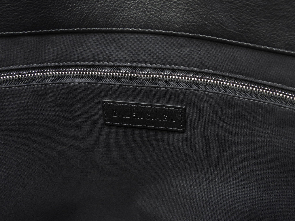 Borsa tote Balenciaga grande in denim/pelle bianca e nera, tracolla, come nuova@ 1