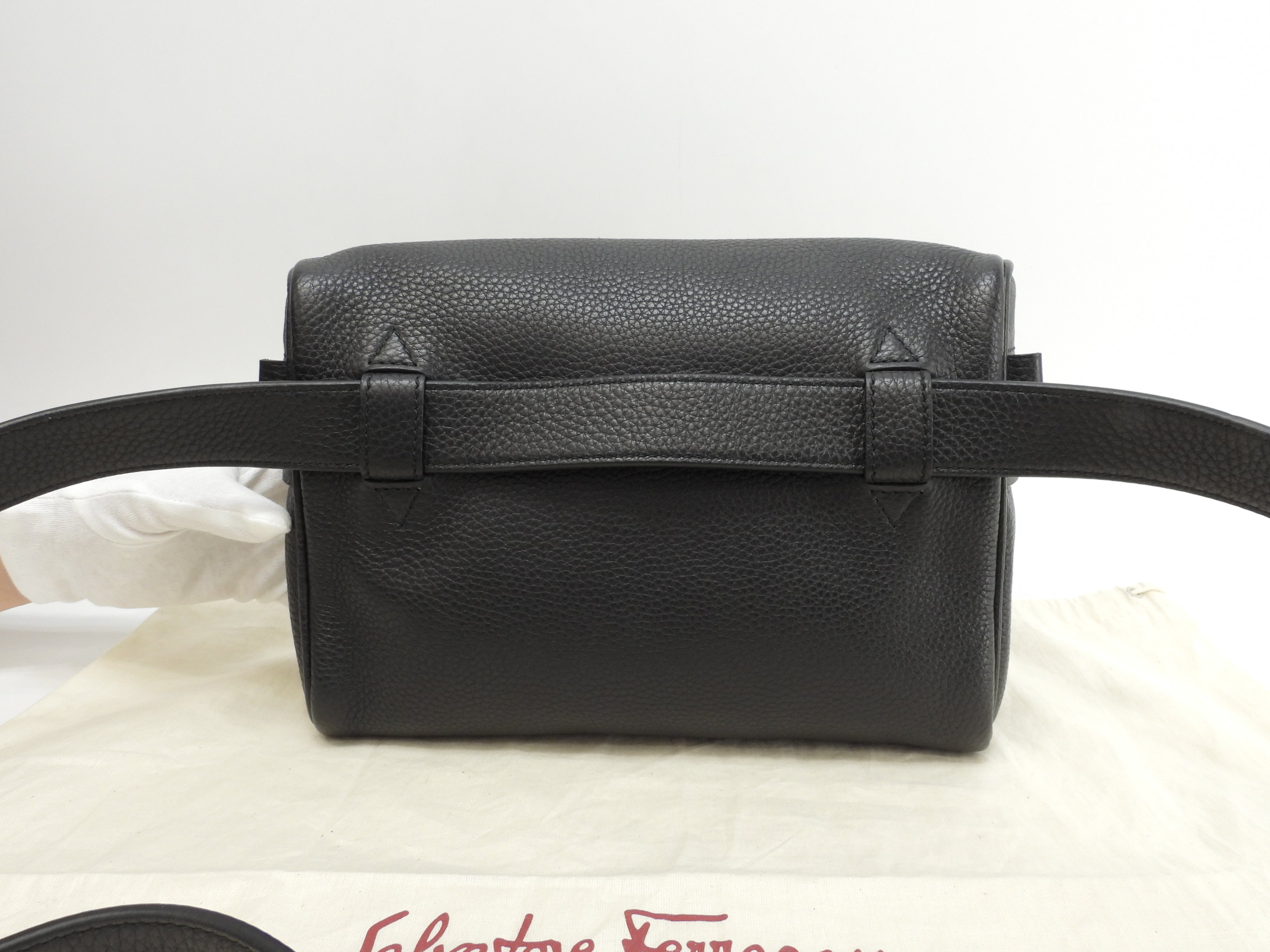 Salvatore Ferragamo Marsupio Gancini Pelle PVC Nera Bum Bag Come Nuovo@ 21