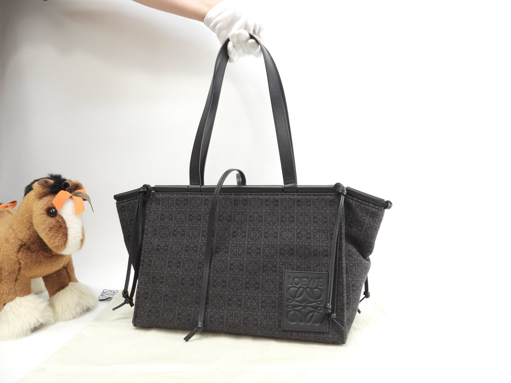 Borsa Tote Loewe Cushion Small Anagram Ripetuto Jacquard/Pelle Nera Tracolla@702125