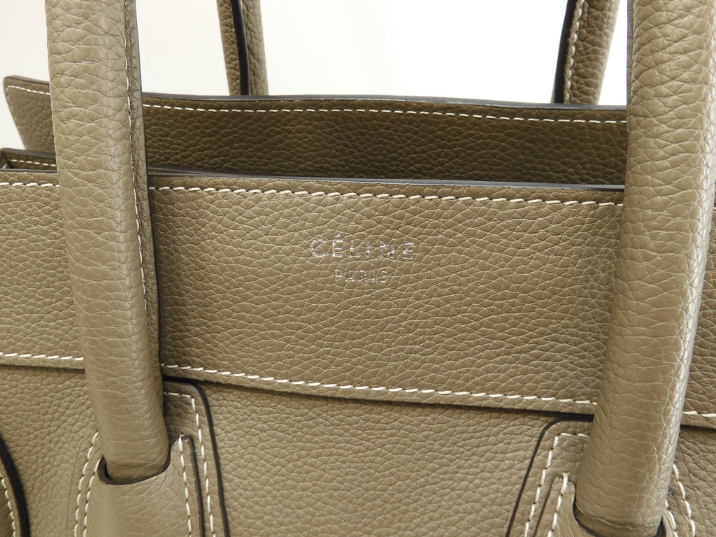Celine Mini Luggage pelle di vitello martellata Slit borsa a mano tote eccellenti condizioni@ 3