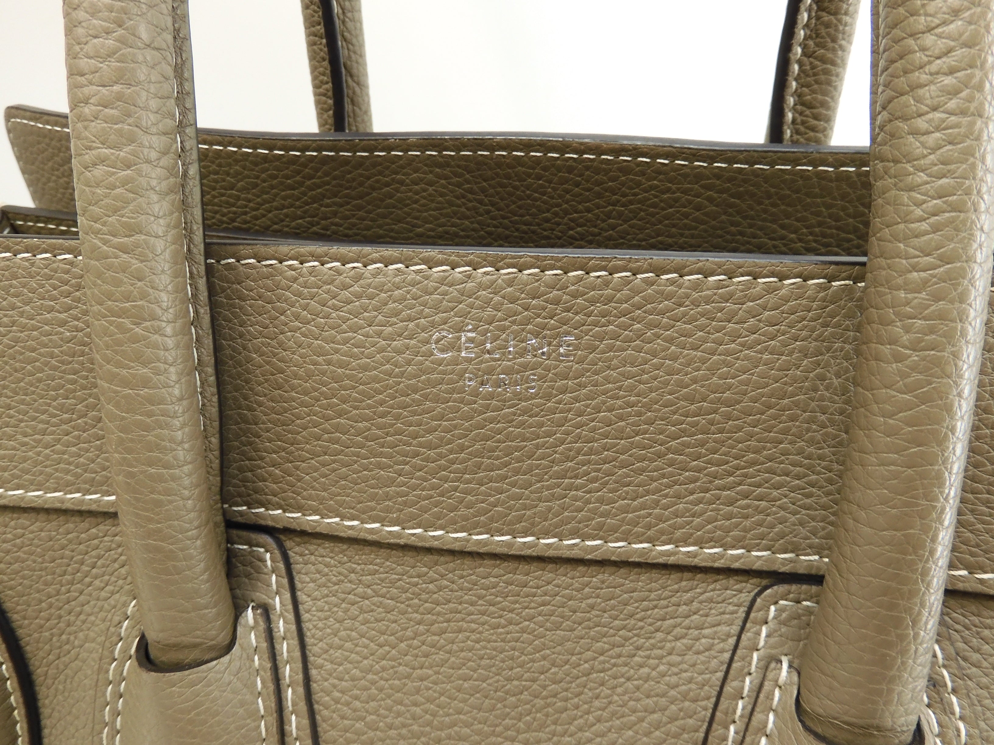 Celine Mini Luggage pelle di vitello martellata Slit borsa a mano tote eccellenti condizioni@ 3