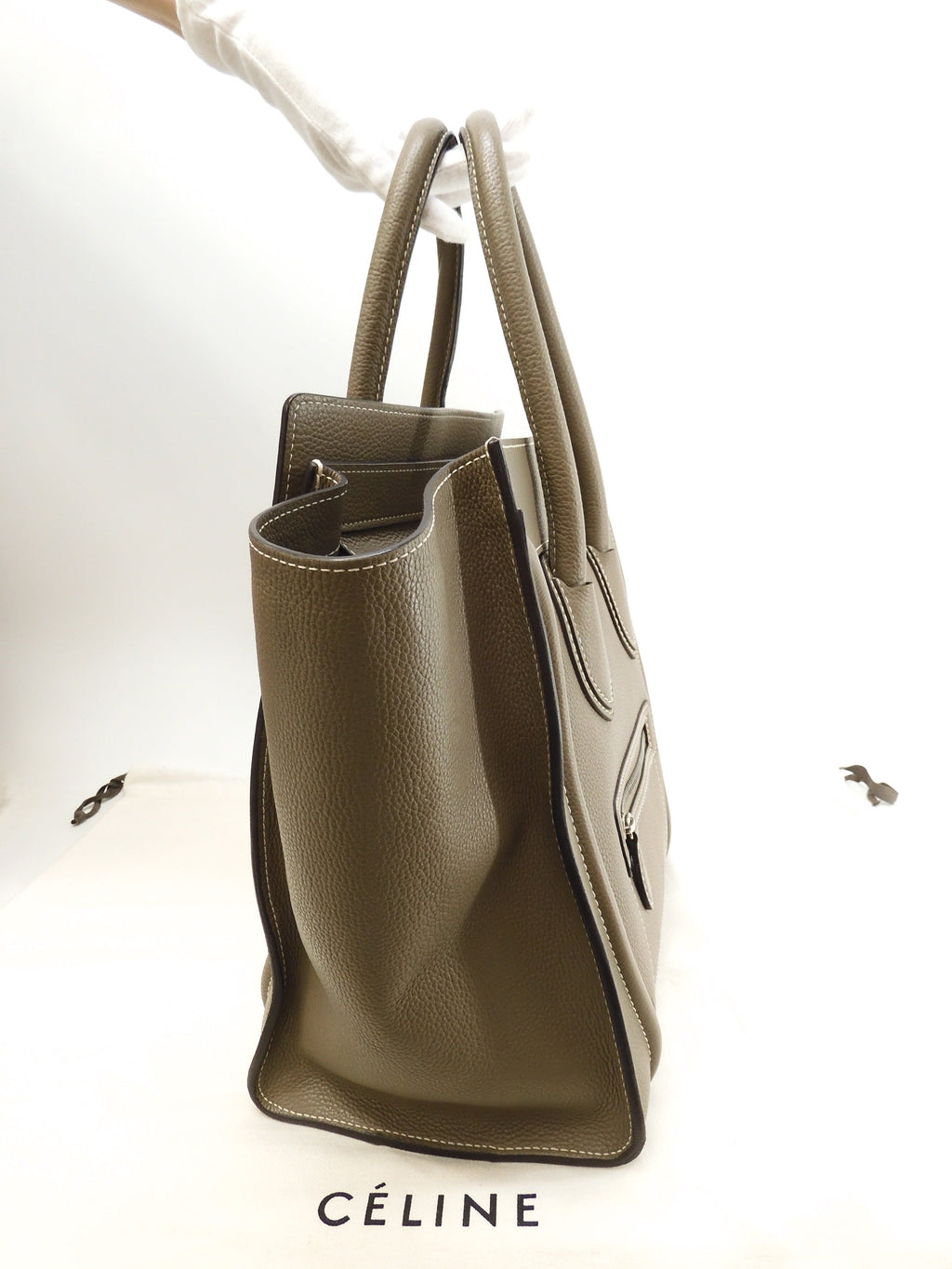 Celine Mini Luggage pelle di vitello martellata Slit borsa a mano tote eccellenti condizioni@ 3