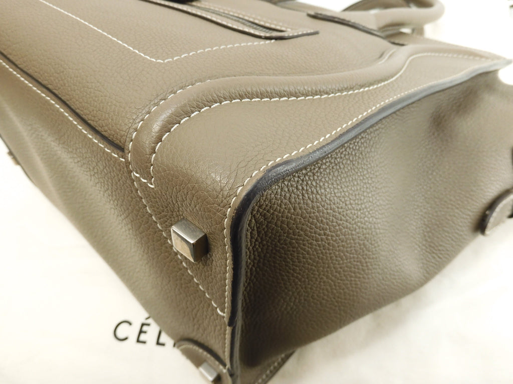 Celine Mini Luggage pelle di vitello martellata Slit borsa a mano tote eccellenti condizioni@ 3