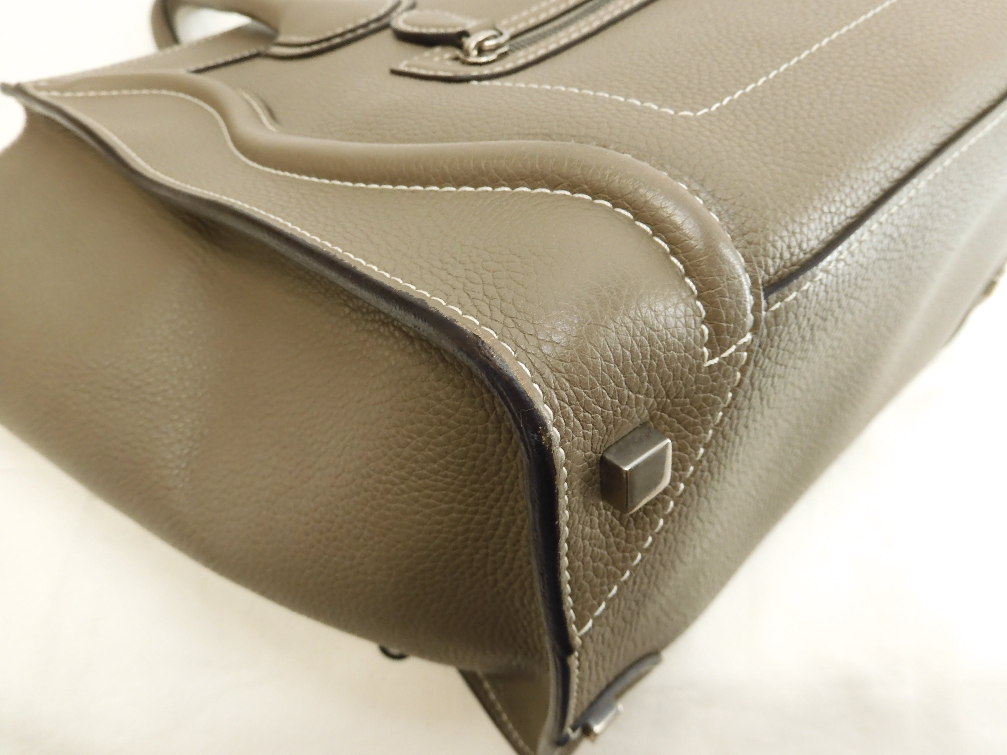 Celine Mini Luggage pelle di vitello martellata Slit borsa a mano tote eccellenti condizioni@ 3