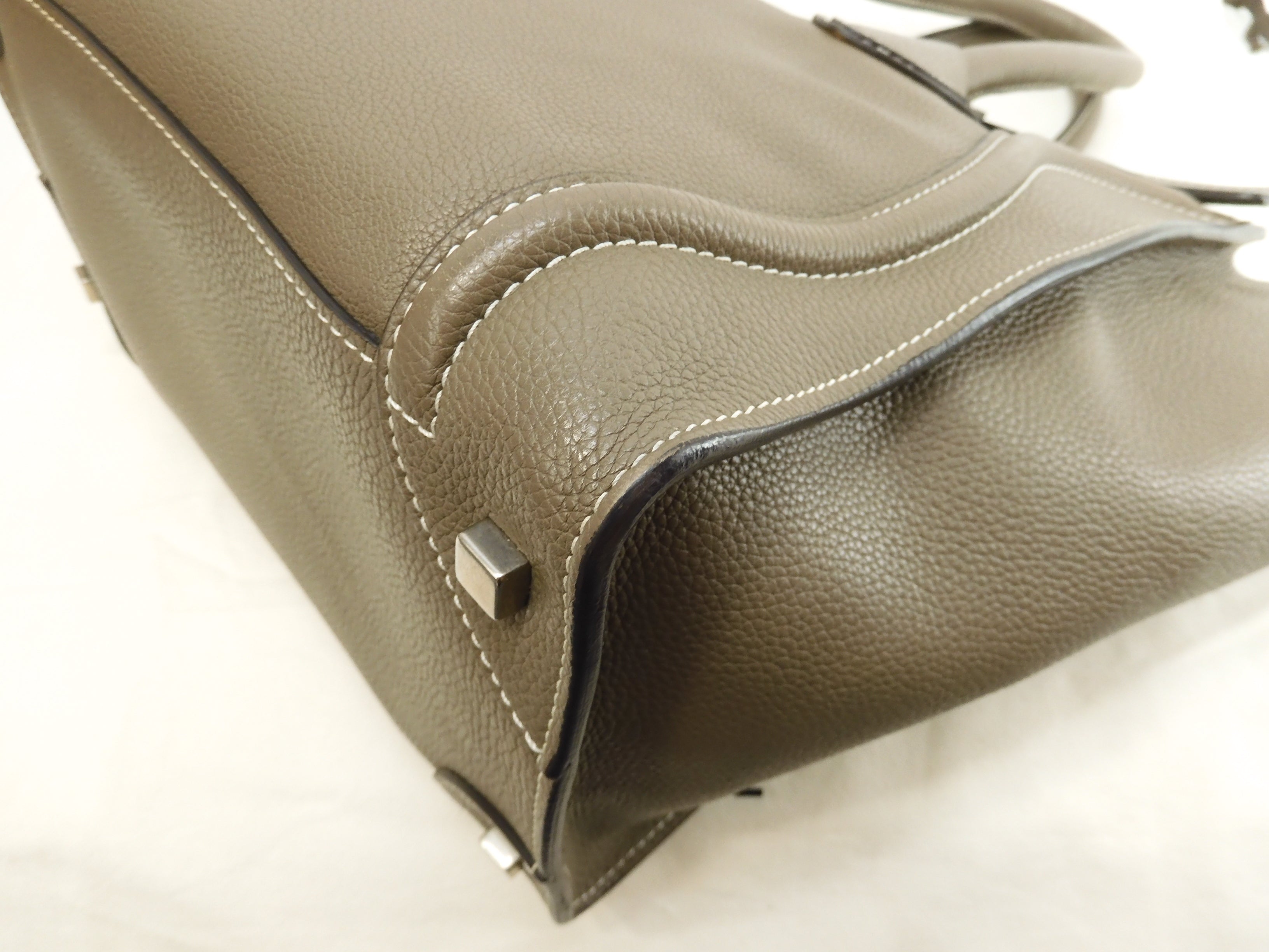 Celine Mini Luggage pelle di vitello martellata Slit borsa a mano tote eccellenti condizioni@ 3