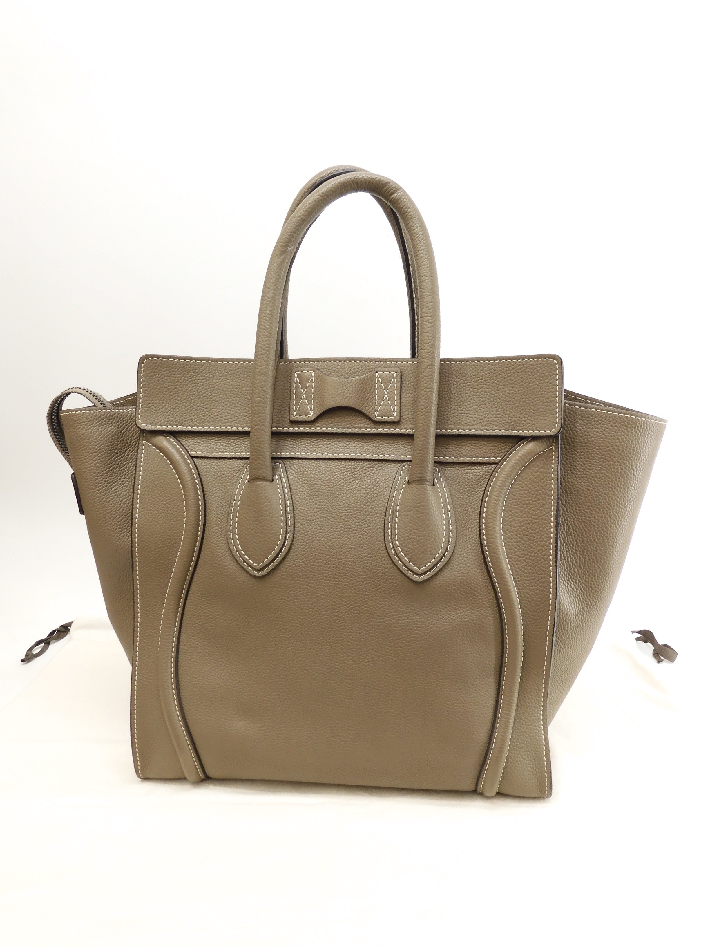 Celine Mini Luggage pelle di vitello martellata Slit borsa a mano tote eccellenti condizioni@ 3