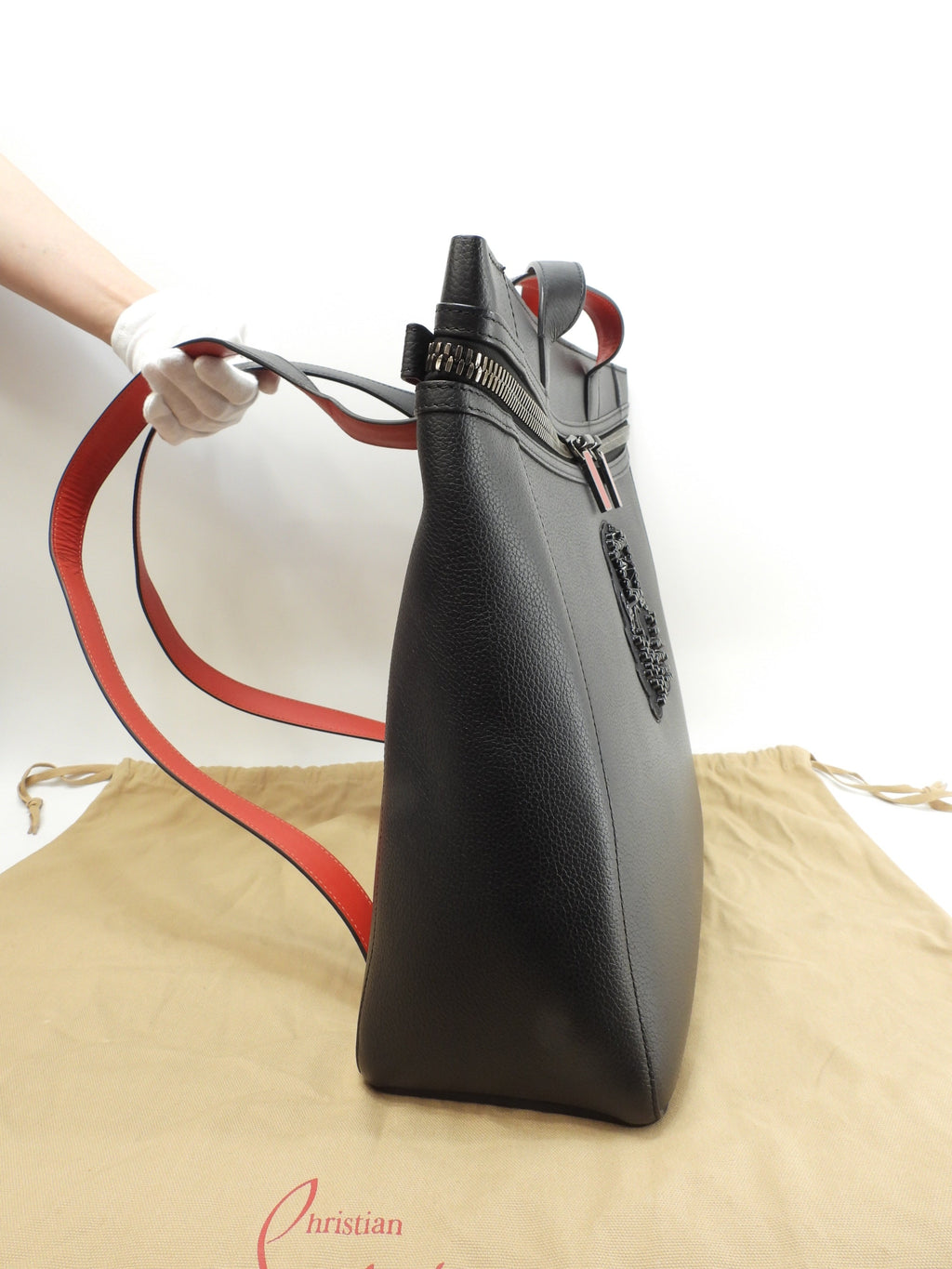 Christian Louboutin borsa tote Cabado in pelle nera da uomo, zaino, ottime condizioni @ 3