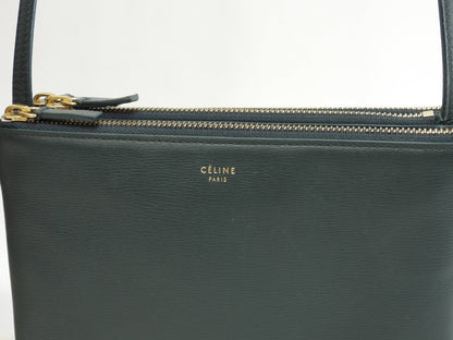 Celine Trio Small in pelle goffrata verde, pochette a tracolla @S-GA-4117