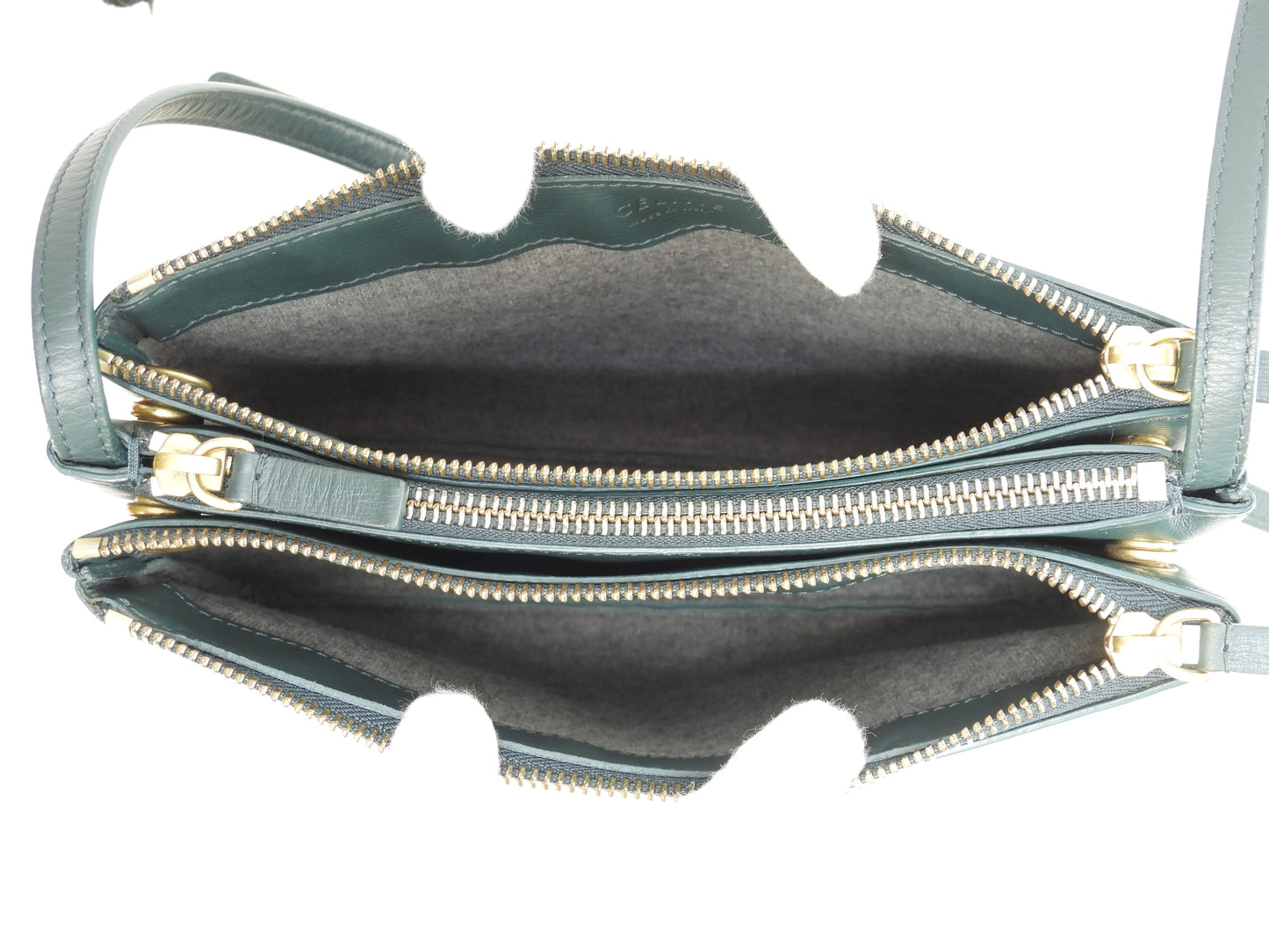 Celine Trio Small in pelle goffrata verde, pochette a tracolla @S-GA-4117