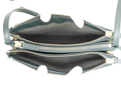 Celine Trio Small in pelle goffrata verde, pochette a tracolla @S-GA-4117