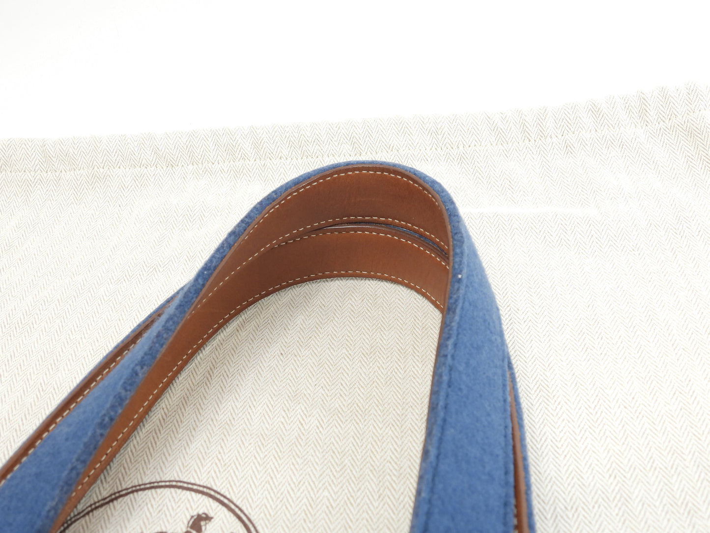 Hermès Sac Calimero MM Borsa Tote in Feltro Blu Borsa a Spalla Borsa Tote Bellissimo stato @□L 6