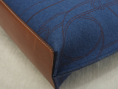 Hermès Sac Calimero MM Borsa Tote in Feltro Blu Borsa a Spalla Borsa Tote Bellissimo stato @□L 6