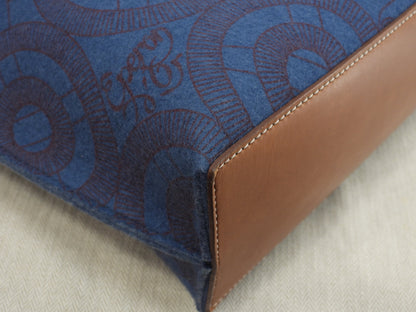 Hermès Sac Calimero MM Borsa Tote in Feltro Blu Borsa a Spalla Borsa Tote Bellissimo stato @□L 6