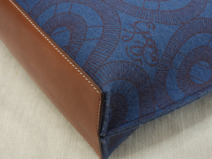 Hermès Sac Calimero MM Borsa Tote in Feltro Blu Borsa a Spalla Borsa Tote Bellissimo stato @□L 6