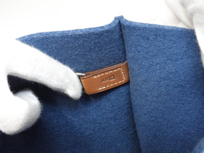 Hermès Sac Calimero MM Borsa Tote in Feltro Blu Borsa a Spalla Borsa Tote Bellissimo stato @□L 6
