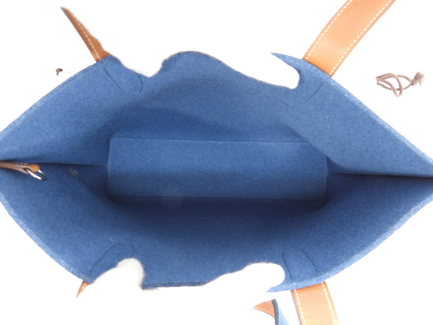 Hermès Sac Calimero MM Borsa Tote in Feltro Blu Borsa a Spalla Borsa Tote Bellissimo stato @□L 6