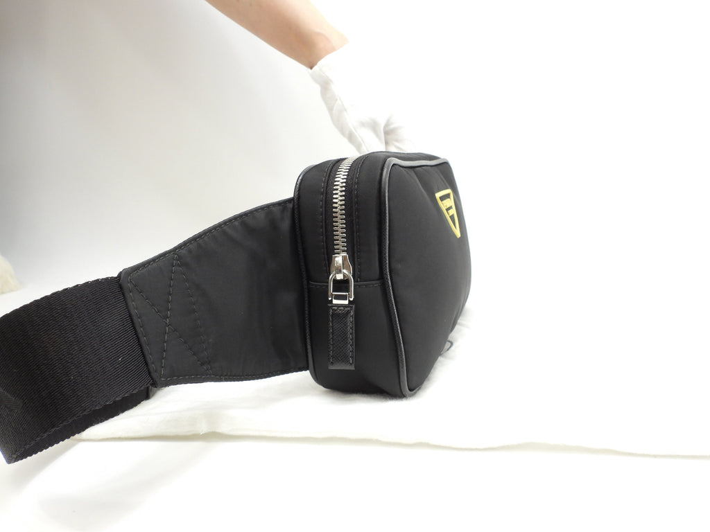 Prada borsa a tracolla gialla triangolo nylon nero marsupio waist bag hip bag ottime condizioni@250