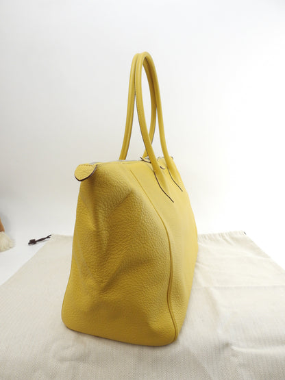 Hermès Paris Bombay 40 in pelle Taurillon Clémence gialla, tote bag, tracolla, @□M