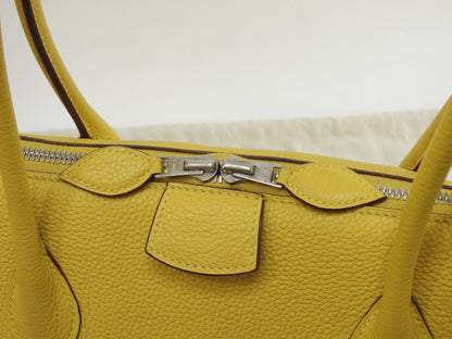 Hermès Paris Bombay 40 in pelle Taurillon Clémence gialla, tote bag, tracolla, @□M