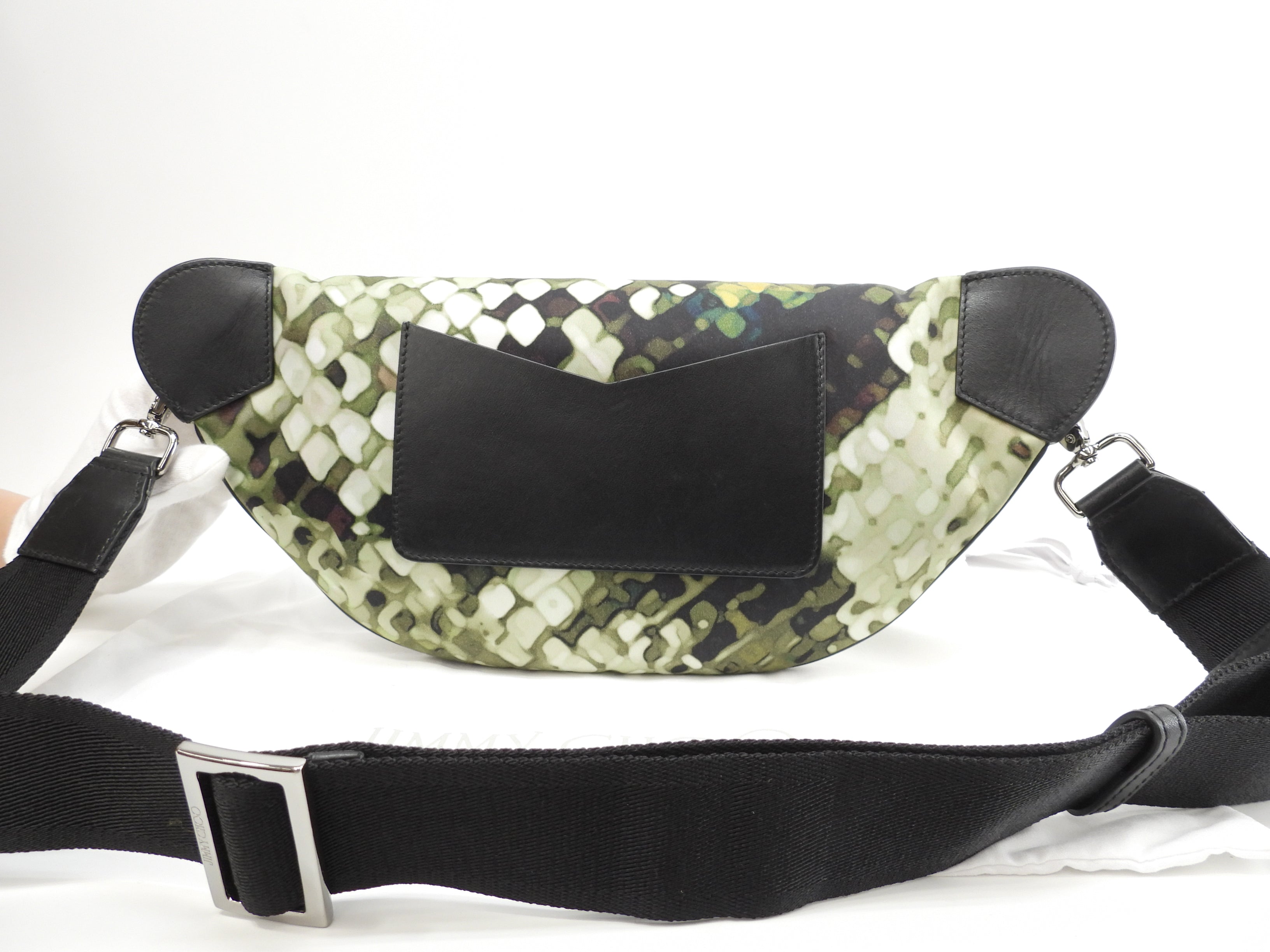 Jimmy Choo marsupio York in nylon verde con dettagli in pelle nera - marsupio MVGYMV