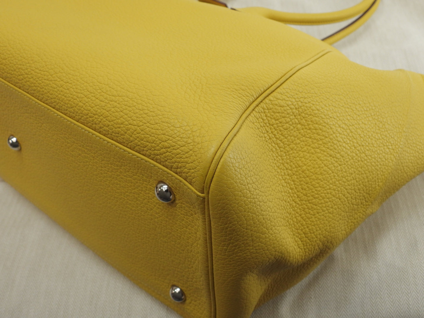 Hermès Paris Bombay 40 in pelle Taurillon Clémence gialla, tote bag, tracolla, @□M