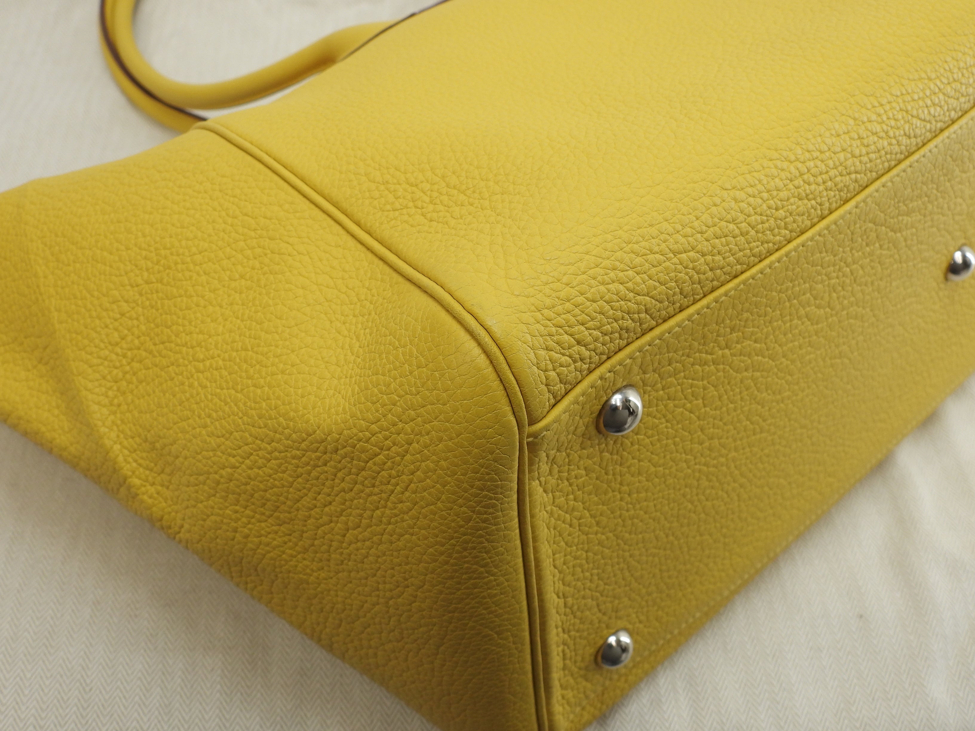 Hermès Paris Bombay 40 in pelle Taurillon Clémence gialla, tote bag, tracolla, @□M
