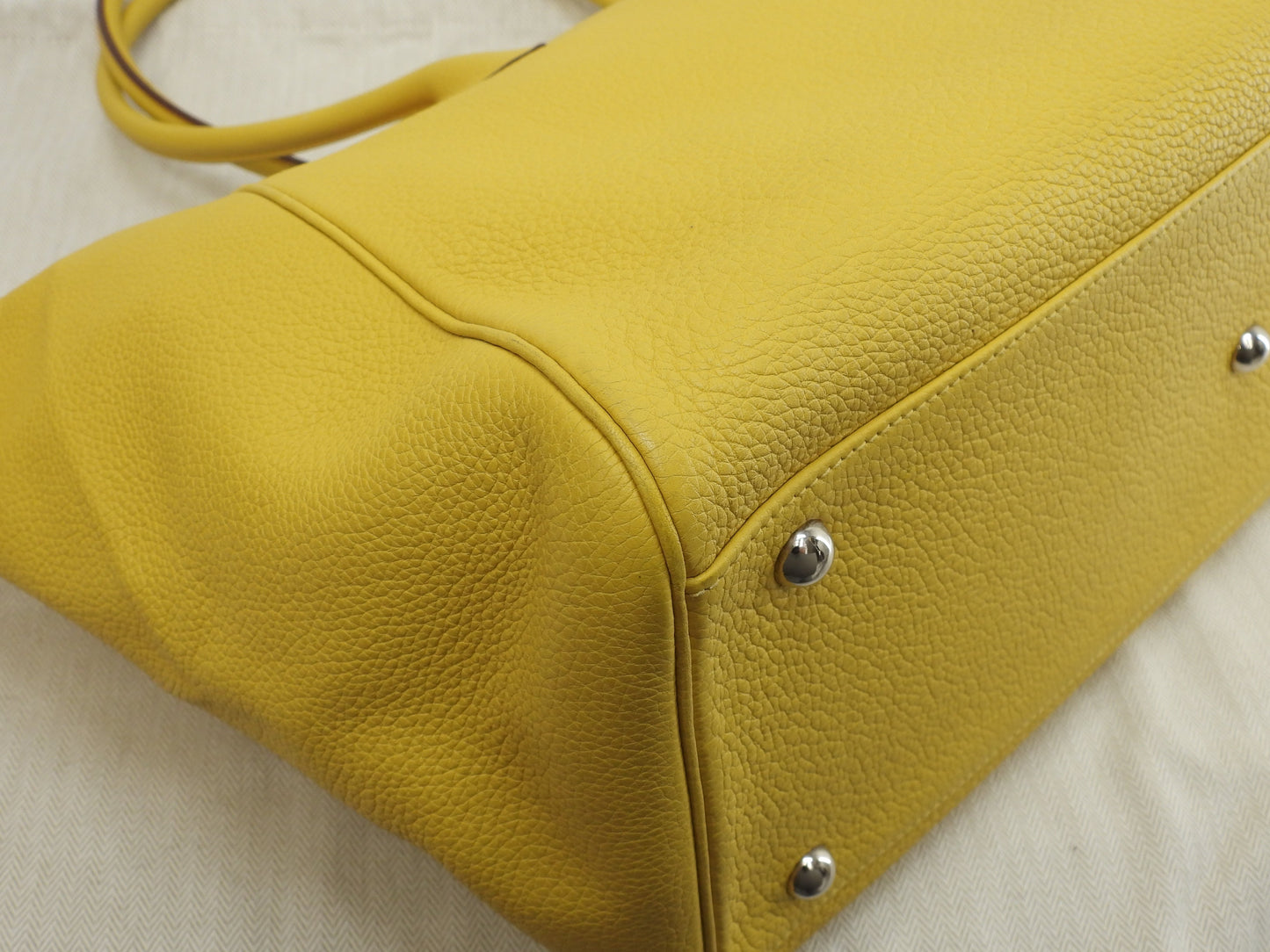 Hermès Paris Bombay 40 in pelle Taurillon Clémence gialla, tote bag, tracolla, @□M