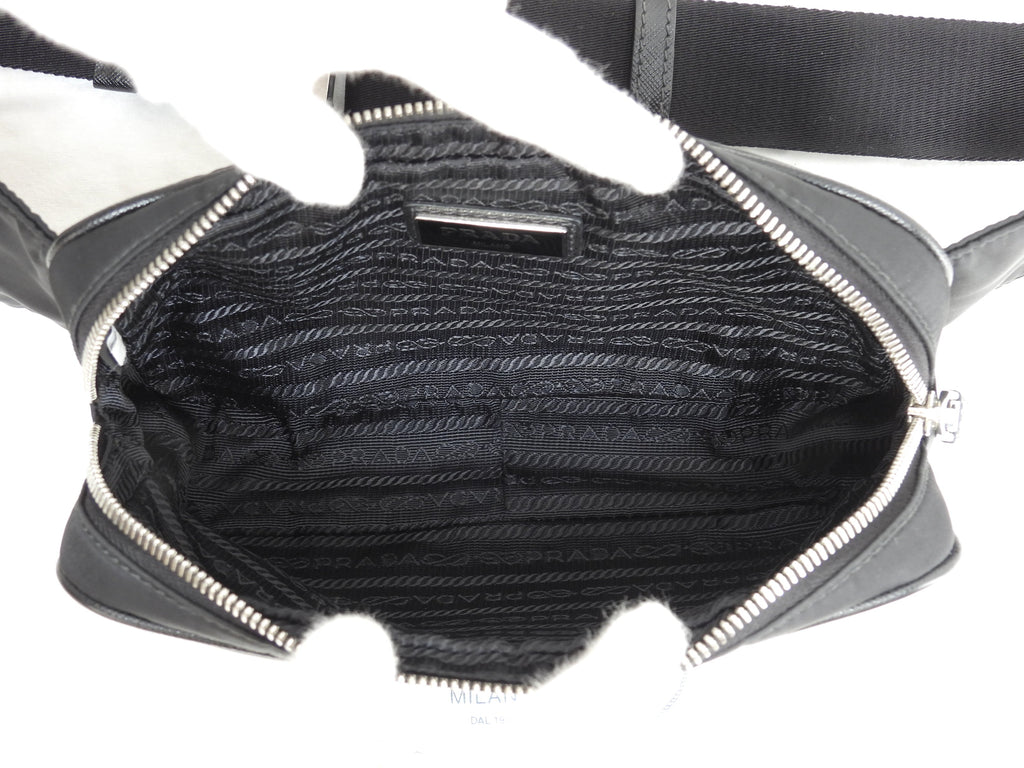 Prada borsa a tracolla gialla triangolo nylon nero marsupio waist bag hip bag ottime condizioni@250