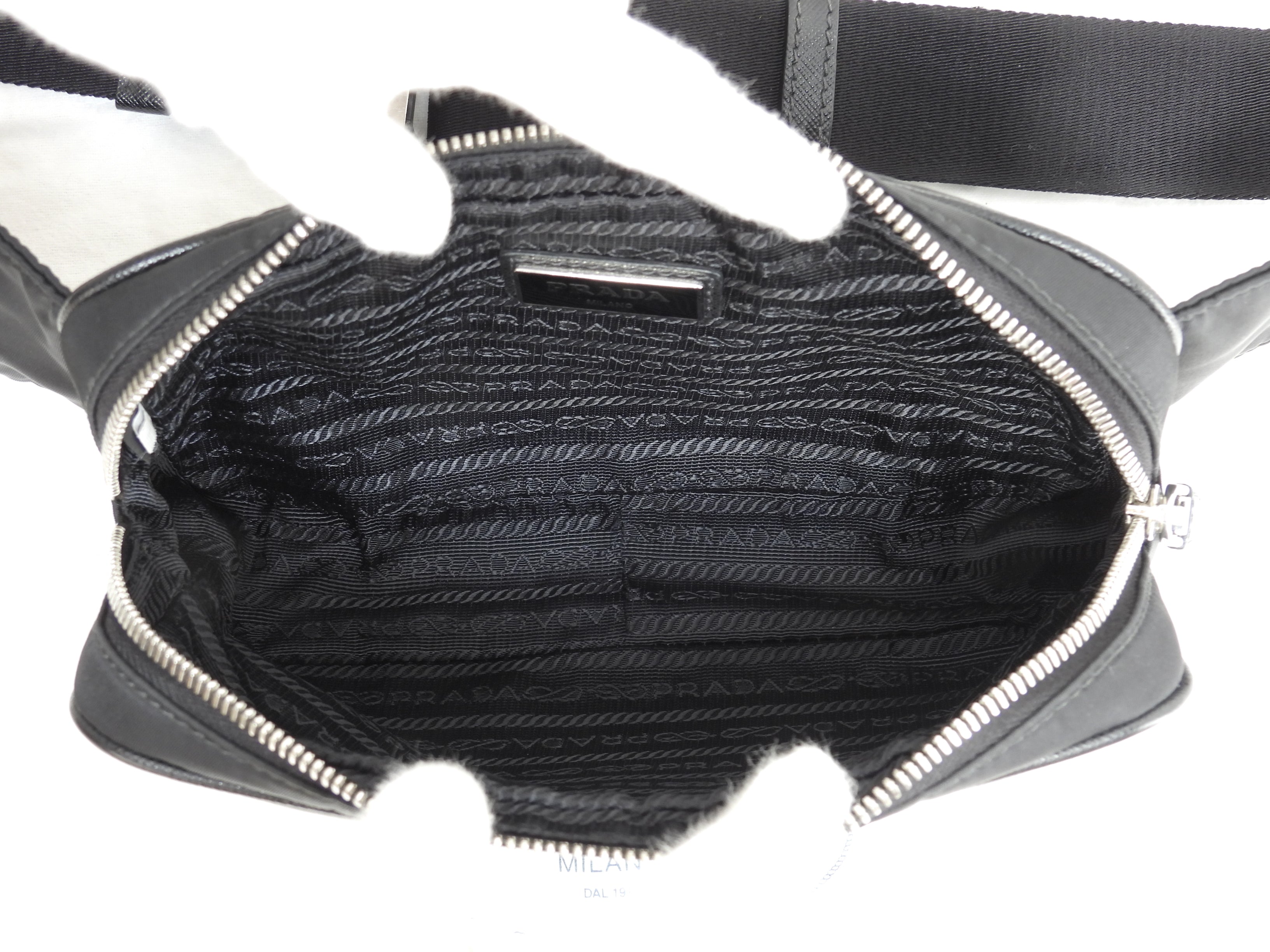 Prada borsa a tracolla gialla triangolo nylon nero marsupio waist bag hip bag ottime condizioni@250